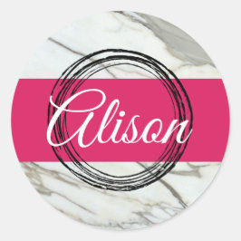 Mármore branco personalizado, adesivos rosa e pret