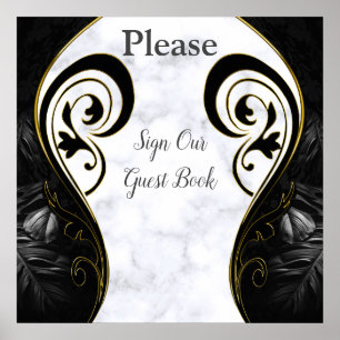 Mármore Branco - Poster do Livro de Convidado Abst