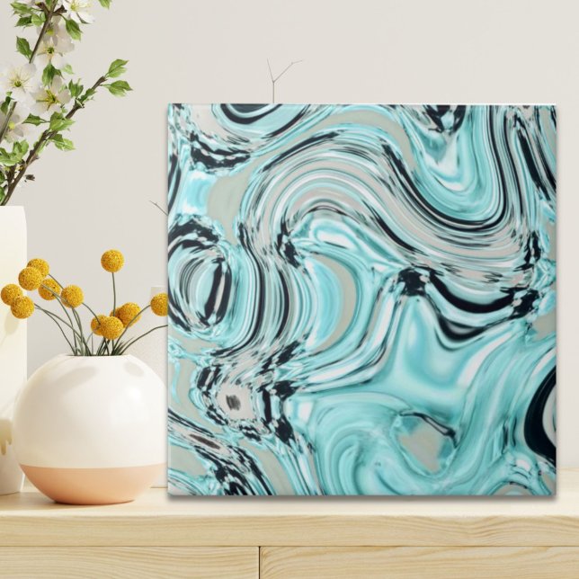 mármore chic espirra mint oceano mar aqua ondas az (chic marble swirls mint ocean sea aqua blue waves ceramic tile)