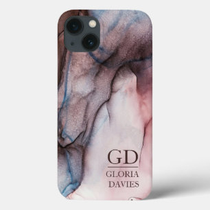 Mármore Cinza Rosa Monograma Personalizado Abstrat