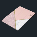 Mármore cor-de-rosa geométrico elegante do branco<br><div class="desc">Design geométrico à moda que caracteriza o brilho cor-de-rosa do ouro do falso,  o ouro e o mármore branco.</div>