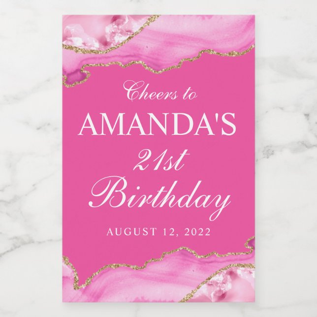 Mármore de Ágata Rosa e Dourado (Rótulo Único)