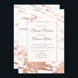 Mármore de folha de rosa dourado Doce 16 Convite<br><div class="desc">rosa dourado e fundo de mármore marinho pareceram sotaque,  juntamente com um roteiro elegante para o seu convite perfeito de aniversário. Você pode escolher entre a opção de foto ou não-foto.</div>