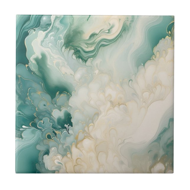 Mármore Dourado de abstrato Verde e Faux (Frente)