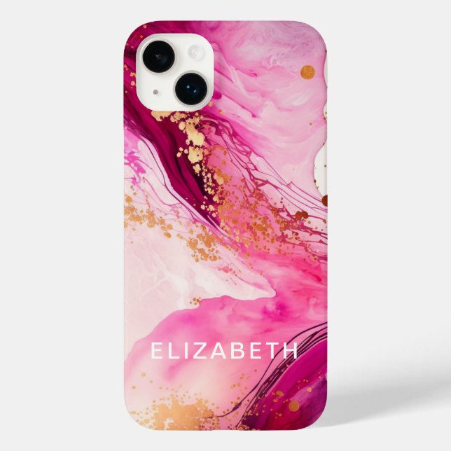 mármore dourado rosa brilho nome personalizado  (Verso)