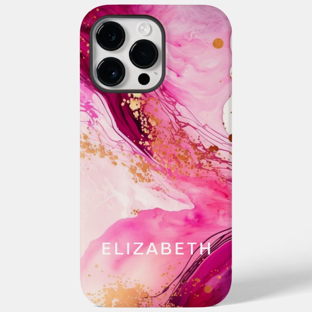 mármore dourado rosa brilho nome personalizado  (Verso)