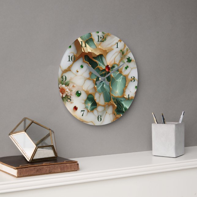 Mármore Elegante e relógio de parede floral (Escritório)