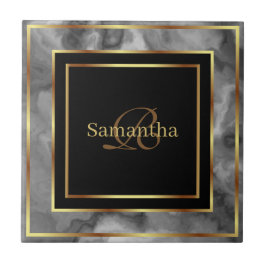 Mármore Geométrico Dourado E Cinza Preto