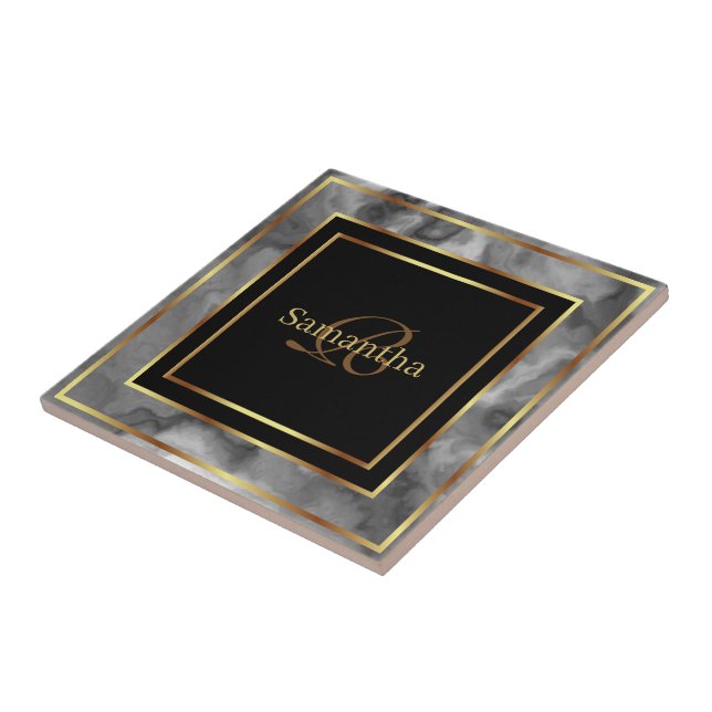 Mármore Geométrico Dourado E Cinza Preto (Lateral)