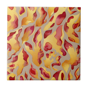 Mármore Líquido Abstrato Dourado Carmesim