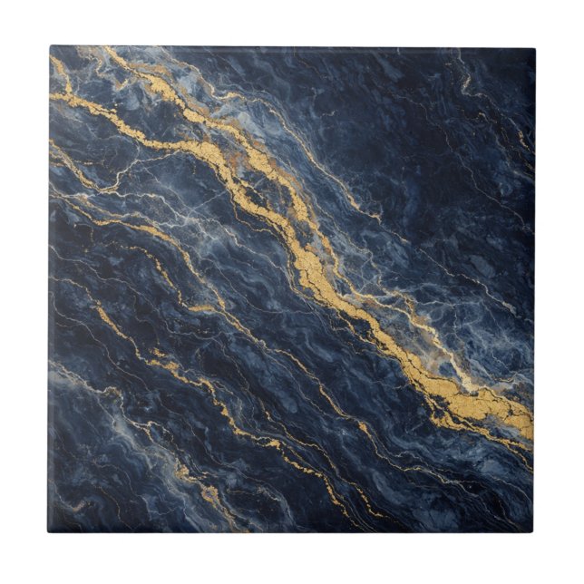 Mármore Natural Azul Marinho & Dourado – Luxo (Frente)