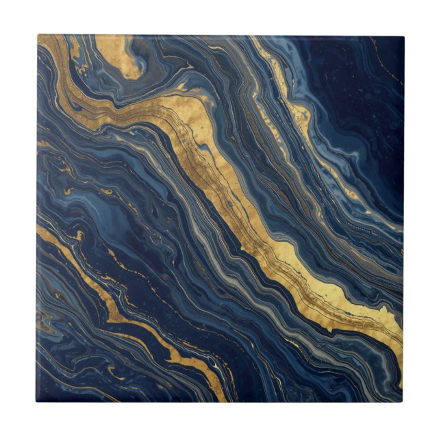 Mármore Natural Navy & Gold – Azulejo Cerâmico de  (Frente)