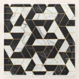 Mármore preto e branco com porta copos Dourado