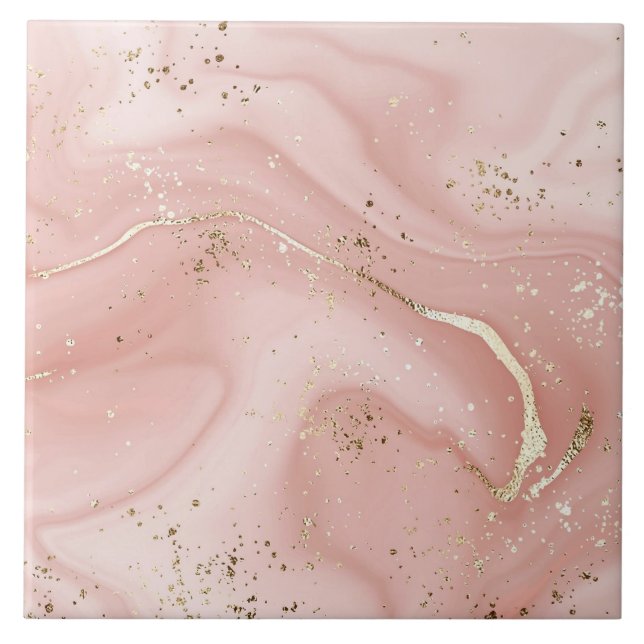 Mármore Rosa Bege com Glitter Dourado Padrão Abstr (Frente)