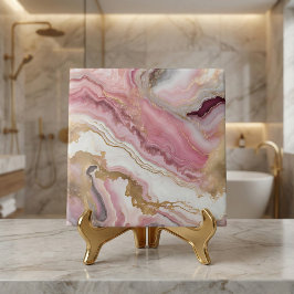 Mármore Rosa Bege Elegante Dourado & Ágata Branca