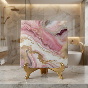 Mármore Rosa Bege Elegante Dourado & Ágata Branca
