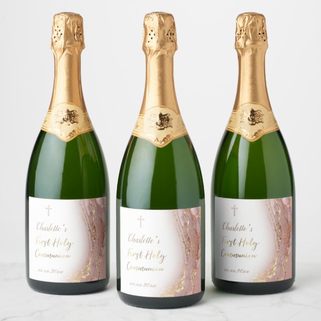 mármore rosa fluido Primeira Comunhão (Garrafas)