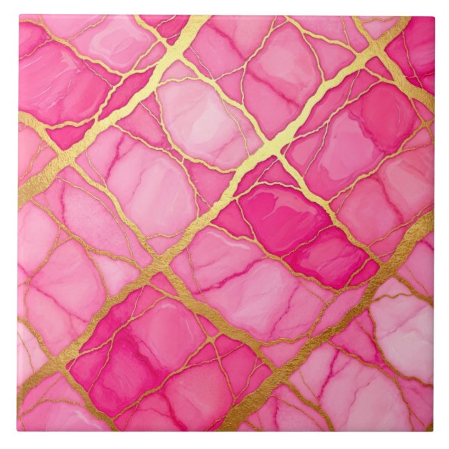 Mármore Rosa Quente e Dourado (Frente)