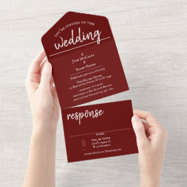 Maroon All in One Convite de casamento