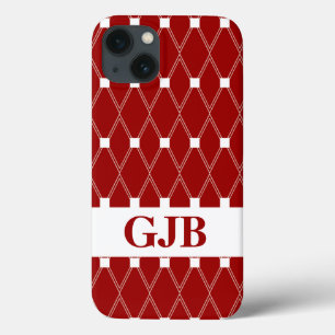 Maroon Argyle Lattice com monograma