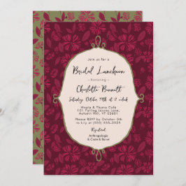 Maroon Autumn Floral Bridal Luncheon Convite