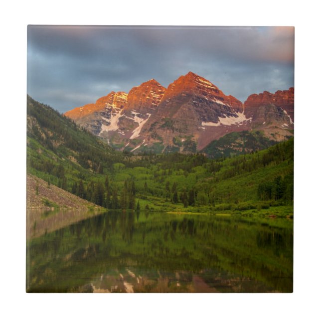 Maroon Bells Refletidos no Lago Maroon Calmo 3 (Frente)