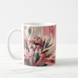 Maroon Blush Pintor pincel flores café caneca