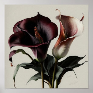 Maroon Calla Lily Lily Flower Art Poster