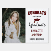 Maroon Congrats Graduation Photo Yard