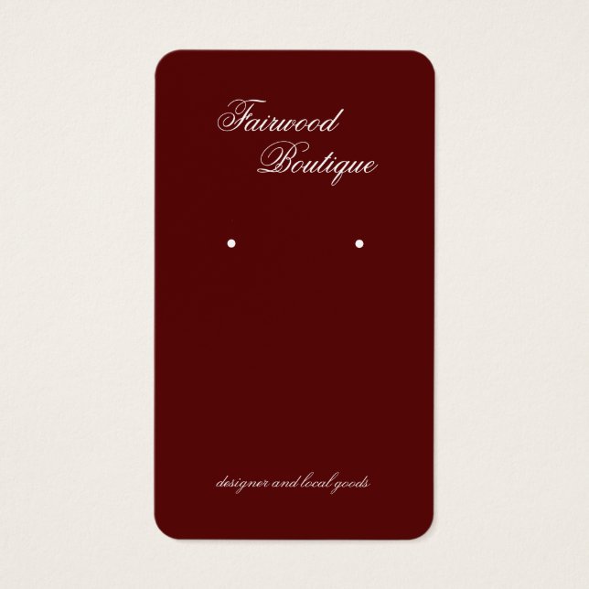 Maroon Deep Red Jewelry Display Card (Frente)