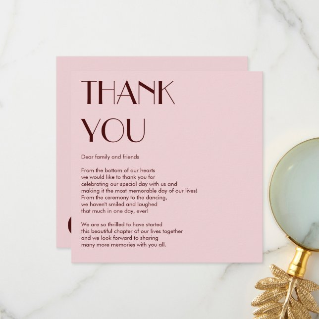 Maroon e cartões de agradecimentos de casamento mo (Frente/Verso In Situ)