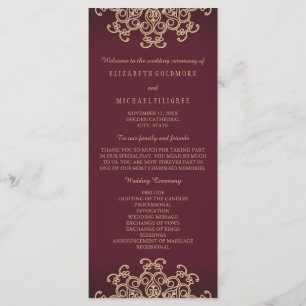 Maroon e Dourado Programa de Casamento Inspirado I