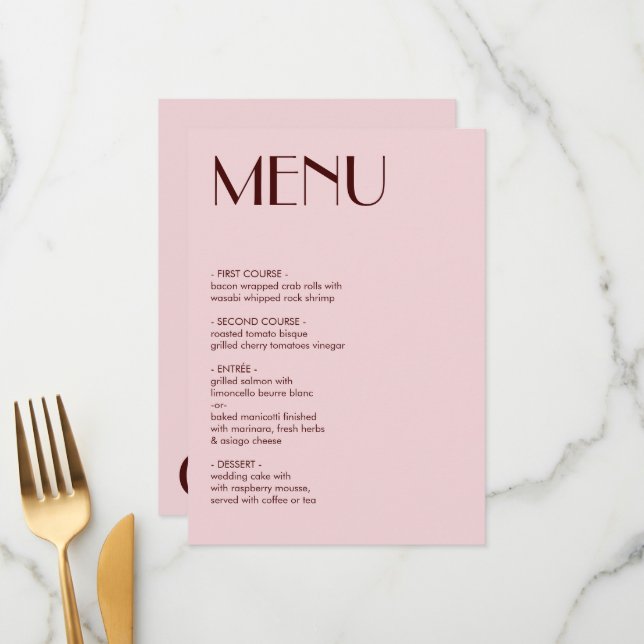 Maroon e menu estético rosa pálido (Frente/Verso In Situ)
