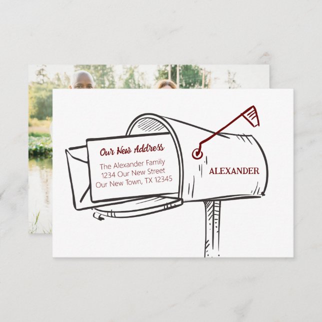 Maroon Nossa Nova Caixa de Correio de Endereço se  (Frente/Verso)