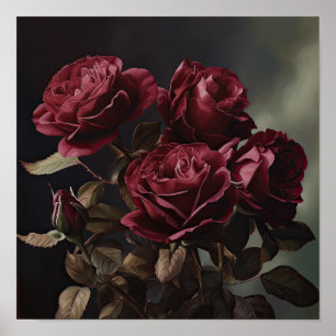 Maroon Rosa Flower Art Poster