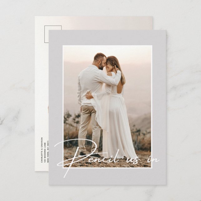 Marque Conosco Data da Festa Anúncio de Casamento  (Frente/Verso)