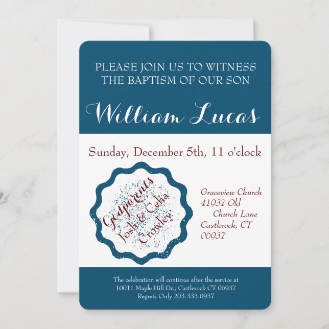 Marque o convite do baptismo (Frente)