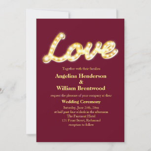 Marquee Lights Convite de casamento - marsala