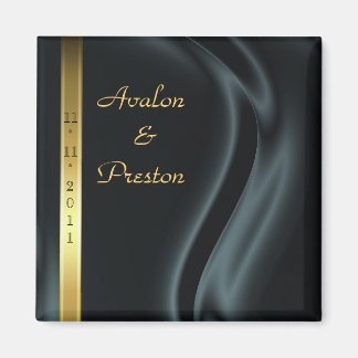 Marquis Black Silk Dourado Imã salve a data