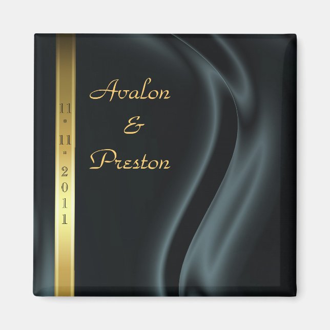 Marquis Black Silk Dourado Imã salve a data (Frente)