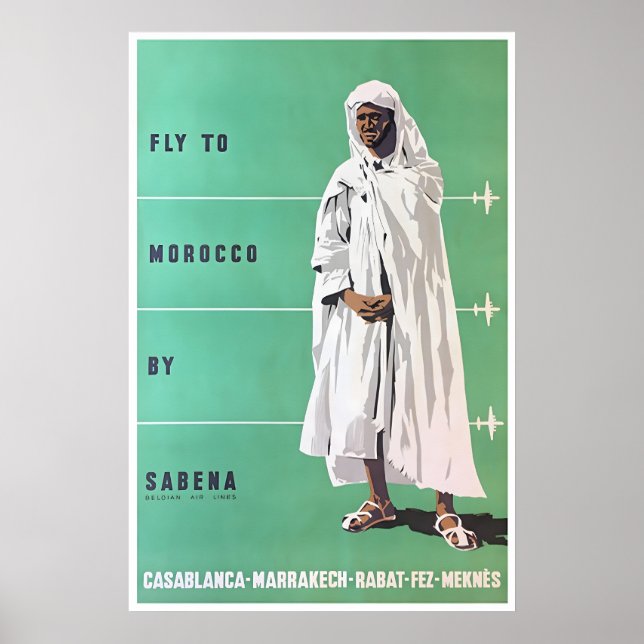 Marrakesh Art Morocco Travel Poster Casablanca (Frente)