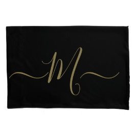 Married couple elegant initial monogram black gold