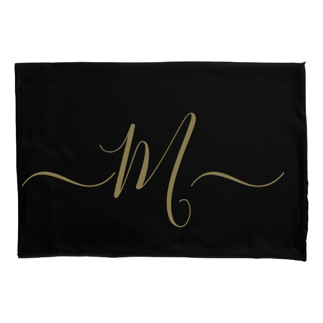 Married couple elegant initial monogram black gold (Frente)