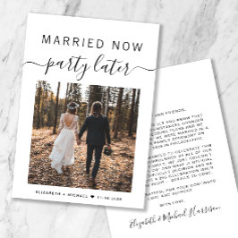 Married Now Party Later Photo Wedding Announcement