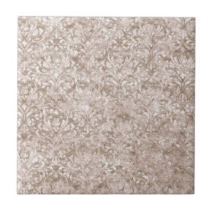 Marrom Branco Ornamentado Redemoinho Florido Antig