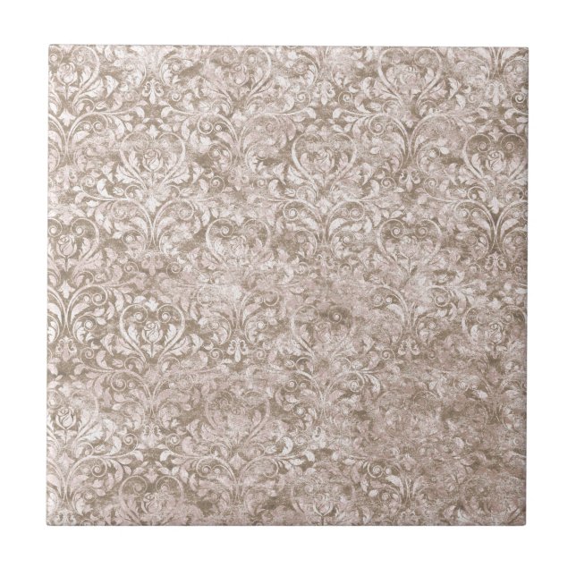 Marrom Branco Ornamentado Redemoinho Florido Antig (Frente)