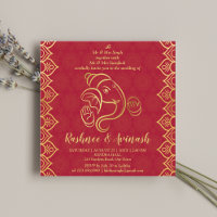 Marrom do casamento indiano e ouro Ganesha modelo