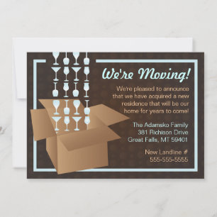 Marrom e azul Estamos mudando o anúncio de embalag