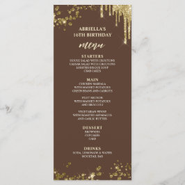 Marrom elegante e divertido e menu Dourado