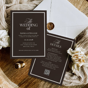 Marrom Escuro Café Convite de Casamento Luxuoso